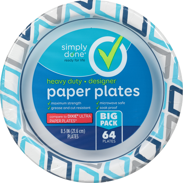 Plates, Bowls, Cups & Flatware Simply Done Paper Plates, Designer, Heavy Duty, Big Pack hero