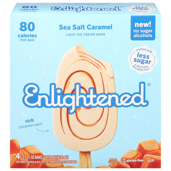 Ice Cream & Ice Enlightened Ice Cream Bars, Sea Salt Caramel, Light hero