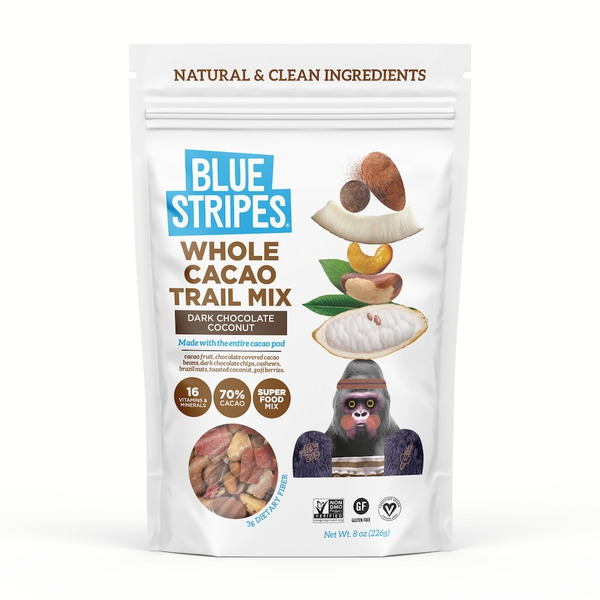 Bulk Nuts & Seeds Blue Stripes Whole Cacao Trail Mix, Dark Chocolate Coconut hero