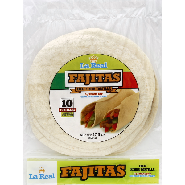 Tortillas & Flat Bread La Real Foods Tortillas, Flour, Big, Fajitas hero