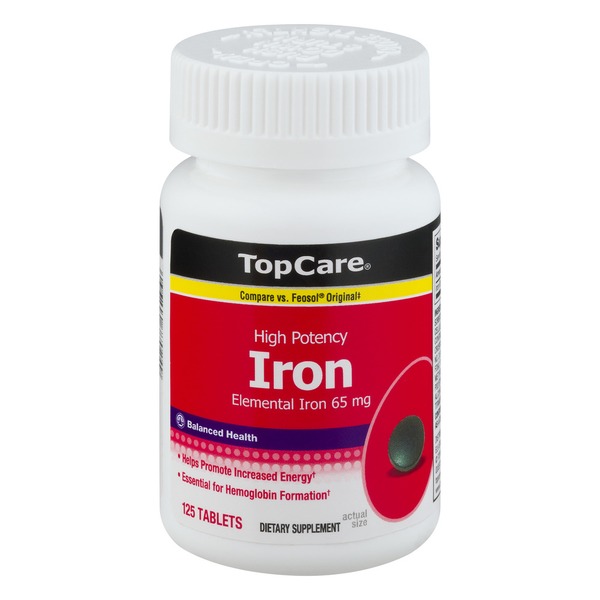 Vitamins & Supplements TopCare Iron High Potency 65mg - 125 CT hero