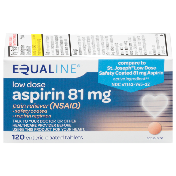 Muscles, Joints & Pain Relief Equaline Aspirin, Low Dose, 81 mg, Enteric Coated Tablets hero