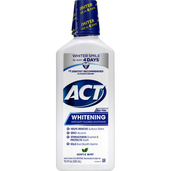 Oral Hygiene ACT Mouthwash, Anticavity Fluoride, Whitening, Gentle Mint hero