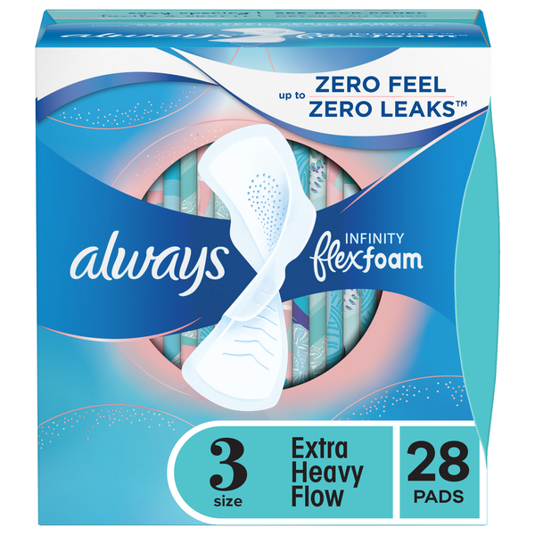 Feminine Care Always Infinity Extra Long Heavy Flow Pads With Wings hero