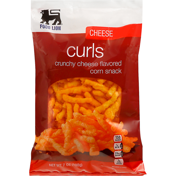 Chips & Pretzels Food Lion Corn Snack, Cheese, Curls, Bag hero