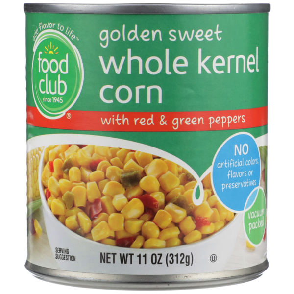 Canned & Jarred Vegetables Food Club Golden Sweet Whole Kernel Corn With Red & Green Peppers hero