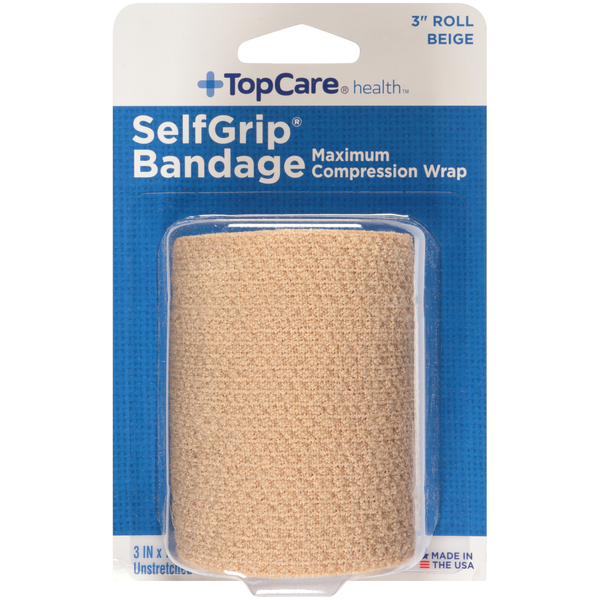 First Aid TopCare Selfgrip, Maximum Compression Wrap Bandage 3" Roll, Beige hero