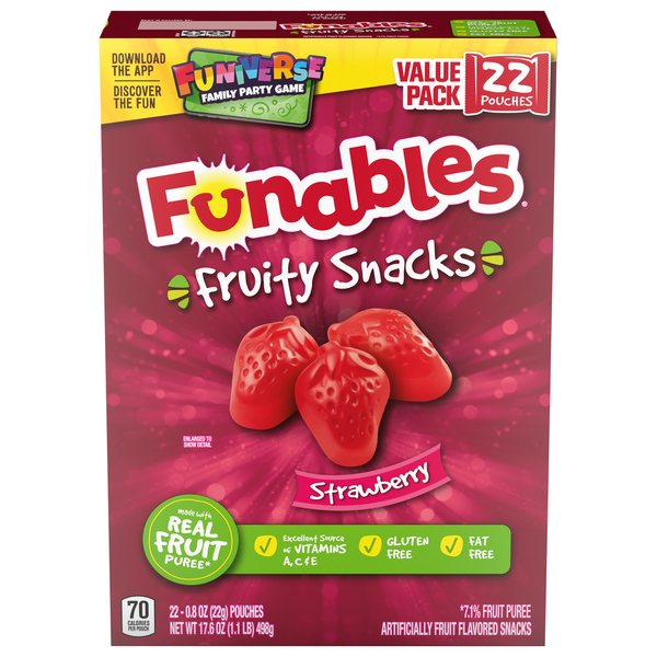 Fruit & Vegetable Snacks Funables Fruity Snacks, Strawberry, Value Pack hero