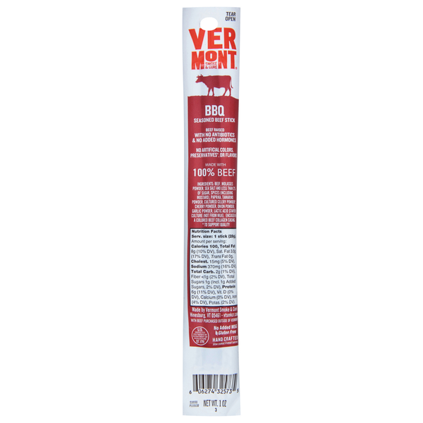 Popcorn & Jerky Vermont Smoke & Cure Beef Stick, BBQ Seasoned hero