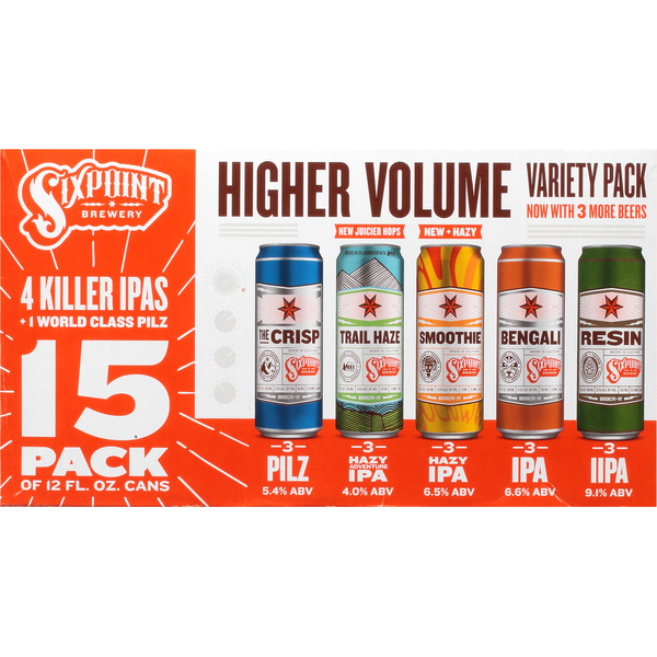 Beers & Coolers Sixpoint Beer, Higher Volume, Variety Pack, 15 Pack hero