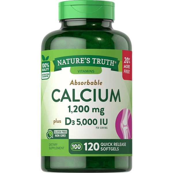 Vitamins & Supplements Nature's Truth Calcium 1200 mg, plus D3, 5,000 IU, Softgels hero