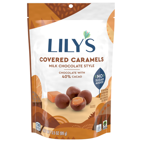 Lily's Milk Chocolate Style No Sugar Added Covered Caramels hero