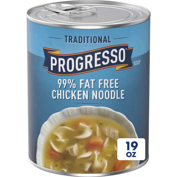 Soup, Broth & Bouillon Progresso Traditional, 99% Fat Free Chicken Noodle Canned Soup hero