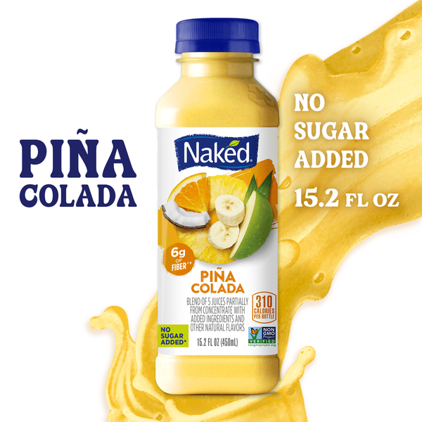 Juice & Nectars Naked Piña Colada Flavored 100% Fruit Smoothie Blend, 15.2 fl oz Bottle hero