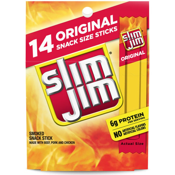 Snacks Slim Jim Original Smoked Snack Sized Sticks hero