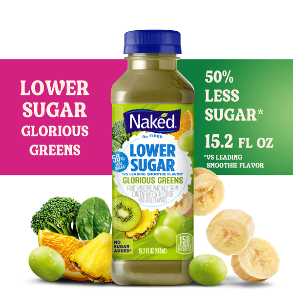 Refrigerated Naked Lower Sugar Glorious Greens Flavored Smoothie Blend, 15.2 fl oz Bottle hero