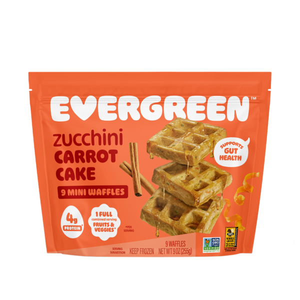 Evergreen Zucchini Carrot Cake, Frozen, Mini Waffles hero