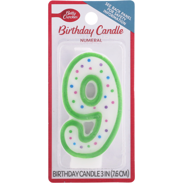 Baking Supplies & Decor Betty Crocker Birthday Candle, Numeral 9, 3 Inch hero