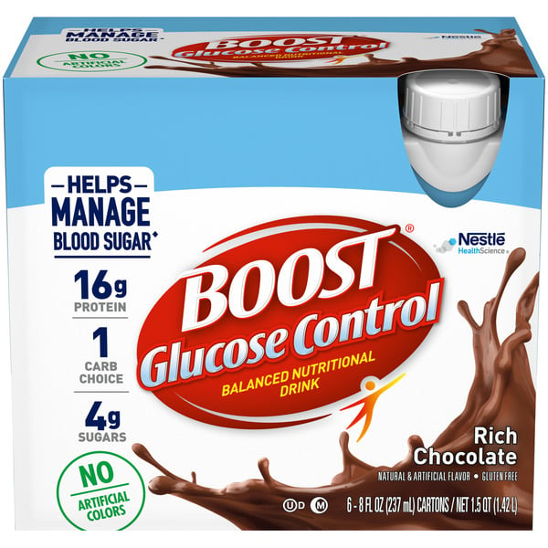 Protein & Meal Replacements BOOST Balanced Nutritional Drink, Rich Chocolate, Glucose Control hero