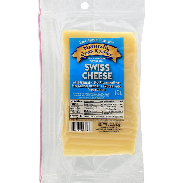 Kosher Foods Red Apple Cheese Cheese Slices, Swiss Cheese hero