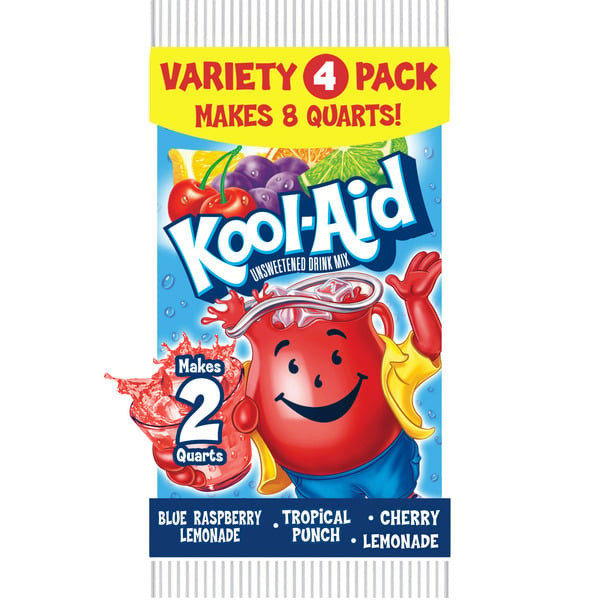 Cocoa & Drink Mixes Kool-Aid Variety Pack, Tropical Punch, Cherry, Blue Raspberry Lemonade & Lemonade hero