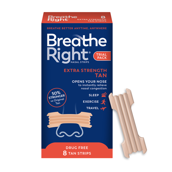 Cold, Flu & Allergy Breathe Right Nasal Strips, Extra Strength, Drug Free, Trial Pack hero