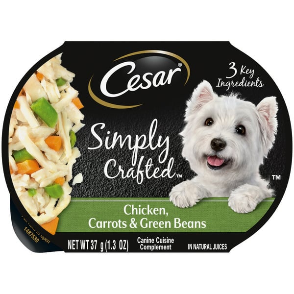 Dog Food & Care Cesar Simply Crafted Soft Wet Dog Food Meal Topper Chicken, Carrots & Green Beans hero