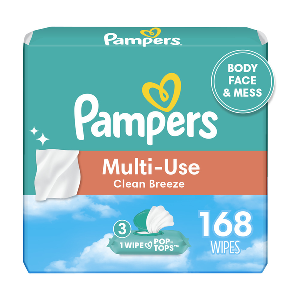 Diapers & Wipes Pampers Baby Wipes Multi-Use Clean Breeze 3X Pop-Top Packs hero