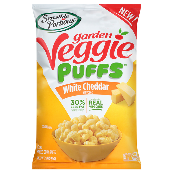 Fruit & Vegetable Snacks Sensible Portions Corn Puffs, White Cheddar hero