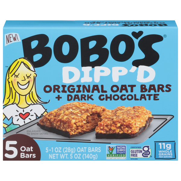 Energy & Granola Bars Bobo's Oat Bars, Original Oat Bars + Dark Chocolate, Dipp'd hero