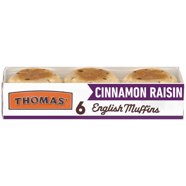 Breakfast Bakery Thomas’ 6 count, Cinnamon Raisin English Muffin hero