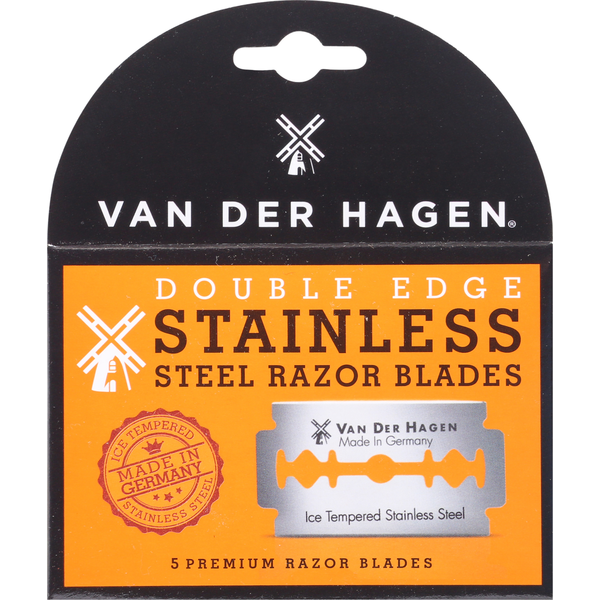 Shave Needs Van Der Hagen Razor Blades, Stainless Steel, Double Edge hero