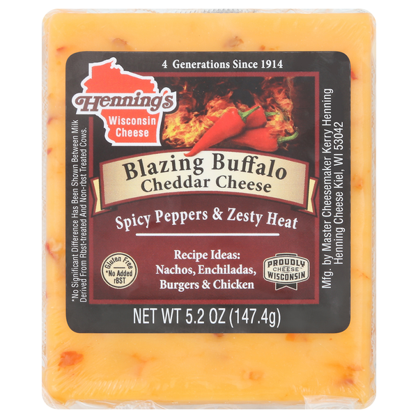 Packaged Cheese Henning's Cheddar Cheese, Blazing Buffalo hero