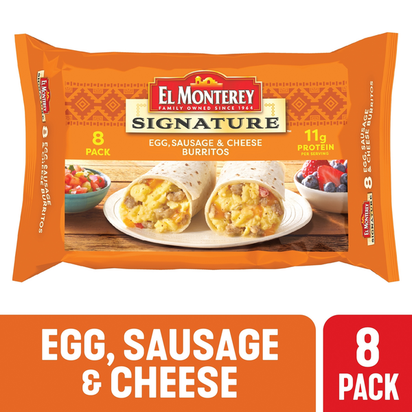 Frozen Meals El Monterey Burritos, Egg, Sausage & Cheese hero