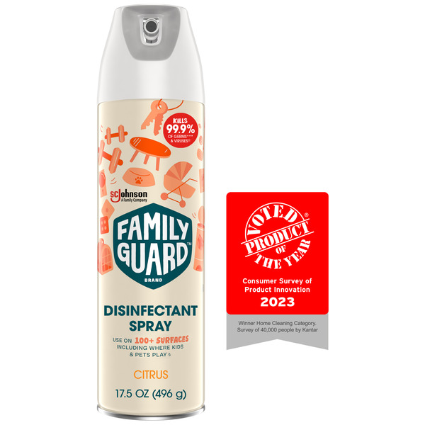 Cleaning Products FamilyGuard Disinfectant Spray Aerosol, Citrus hero