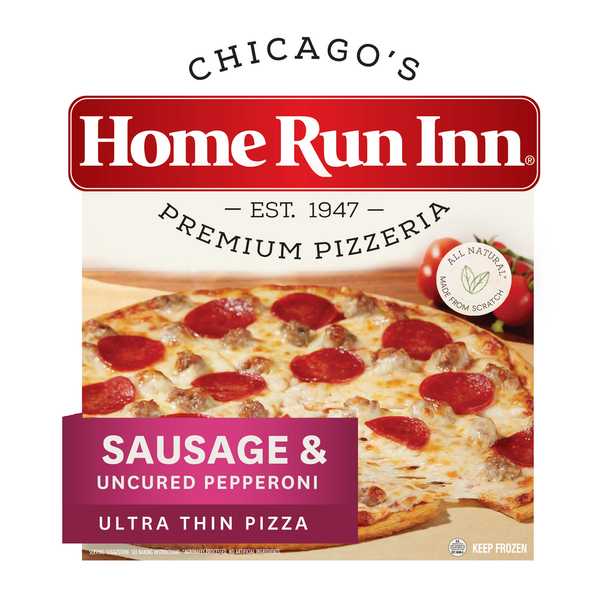 Frozen Pizza Home Run Inn Ultra Thin Frozen Sausage & Uncured Pepperoni Pizza hero