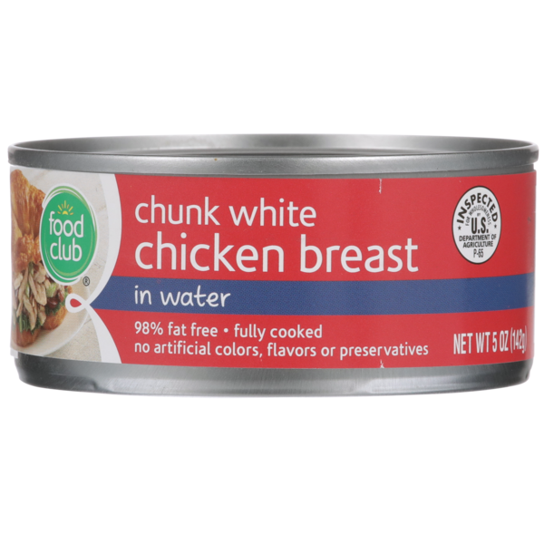 Canned Meat & Seafood Food Club Chunk White Chicken Breast In Water hero