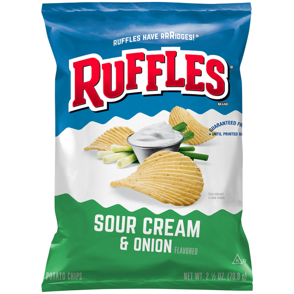 Chips & Pretzels Ruffles Potato Chips, Sour Cream & Onion Flavored hero