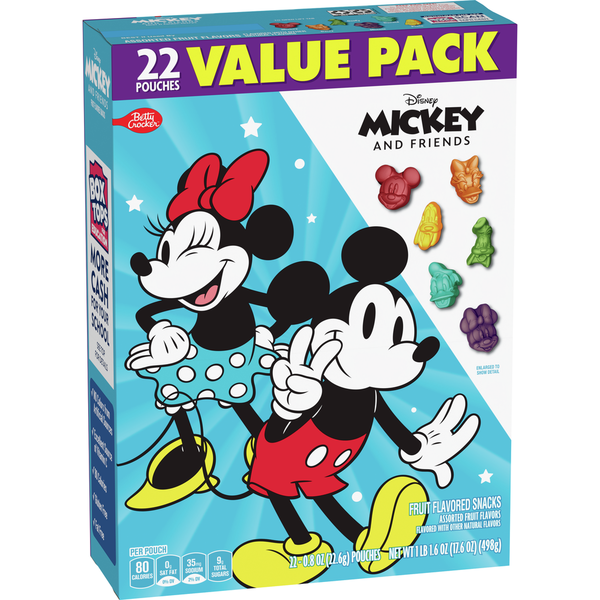 Fruit & Vegetable Snacks Betty Crocker Disney Mickey and Friends Gluten Free Fruit Flavored Snacks Value Pack hero