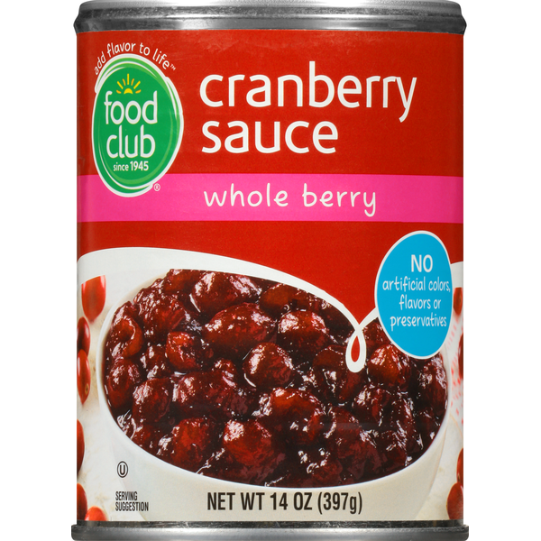 Canned Fruit & Applesauce Food Club Cranberry Sauce, Whole Berry hero