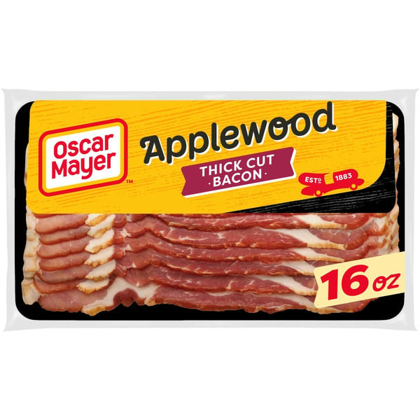 Hot Dogs, Bacon & Sausage Oscar Mayer Naturally Hardwood Smoked Thick Cut Applewood Bacon hero