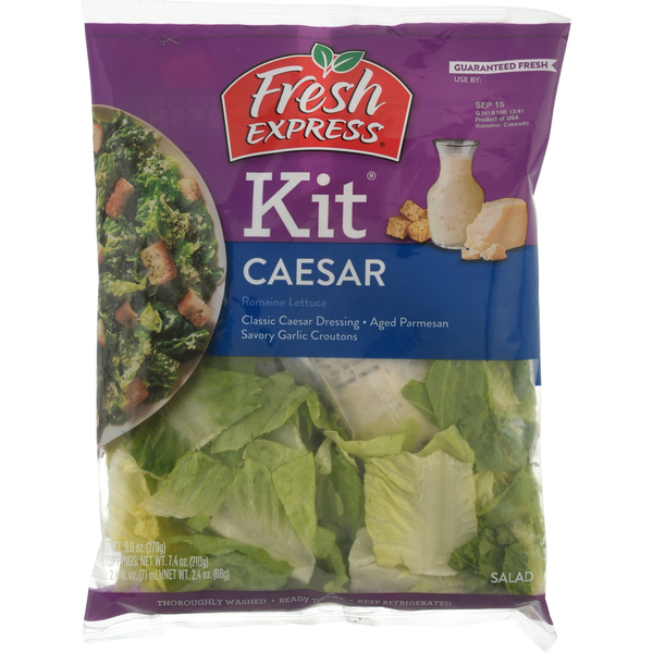 Packaged Vegetables & Fruits Fresh Express Salad Kit, Caesar hero