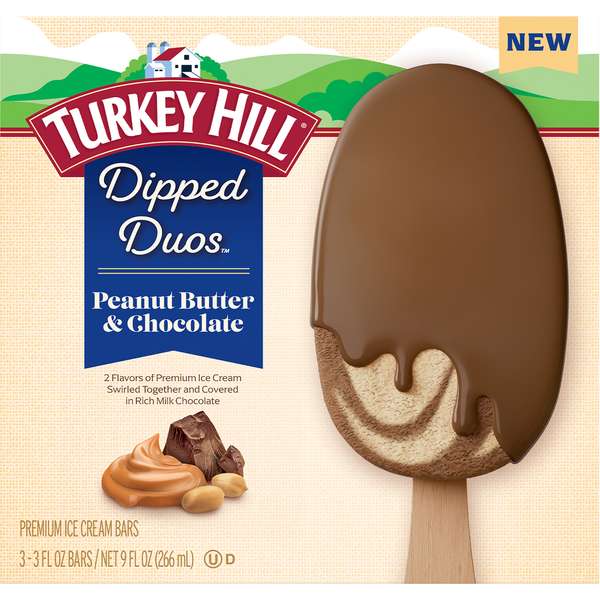 Ice Cream & Ice Turkey Hill Ice Cream Bars, Premium, Peanut Butter & Chocolate hero