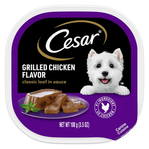 Wet Dog Food Cesar Classic Loaf in Sauce Soft Wet Dog Food Grilled Chicken hero