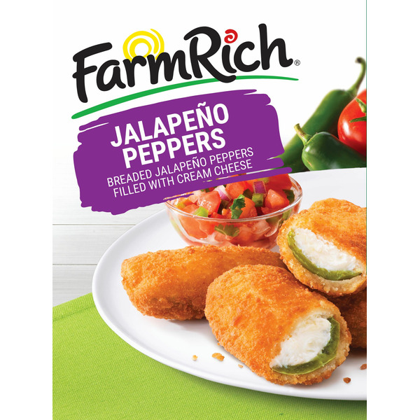 Frozen Appetizers & Sides Farm Rich Breaded Jalapeno Peppers Stuffed with 100% Real Cream Cheese hero