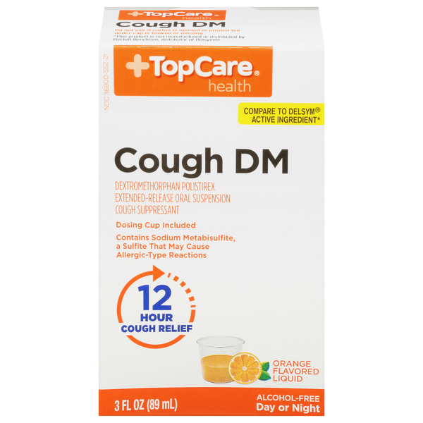 Cold, Flu & Allergy TopCare Cough DM, Liquid, Orange Flavored hero