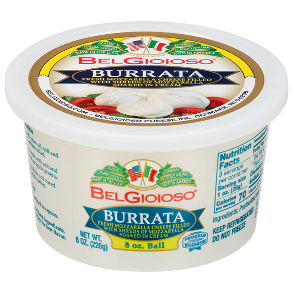 Packaged Cheese BelGioioso Fresh Mozzarella Cheese Burrata, Cup 1-8oz Ball hero