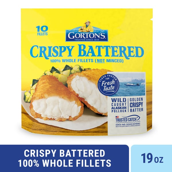 Frozen Meat & Seafood Gorton's Crispy Battered Fish Fillets hero