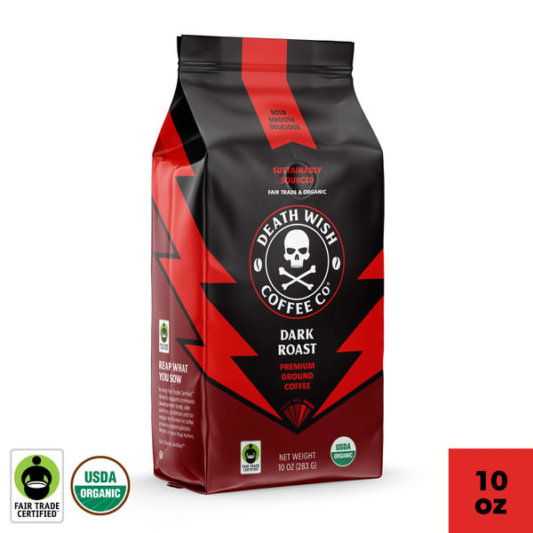 Coffee Death Wish Coffee, Dark Roast, Organic and Fair Trade, Ground Coffee hero