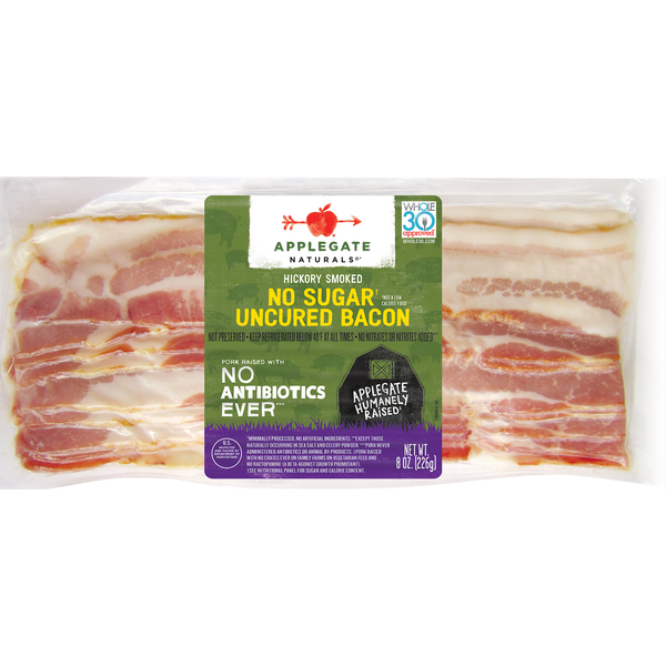 Packaged Meat Applegate Natural Hickory Smoked No Sugar Uncured Bacon hero